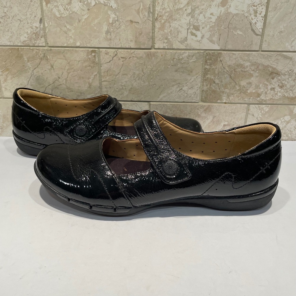 Clarks Womens Black Patent Leather Slip Resistant Mary Jane Shoes Size 10M - Picture 4 of 8